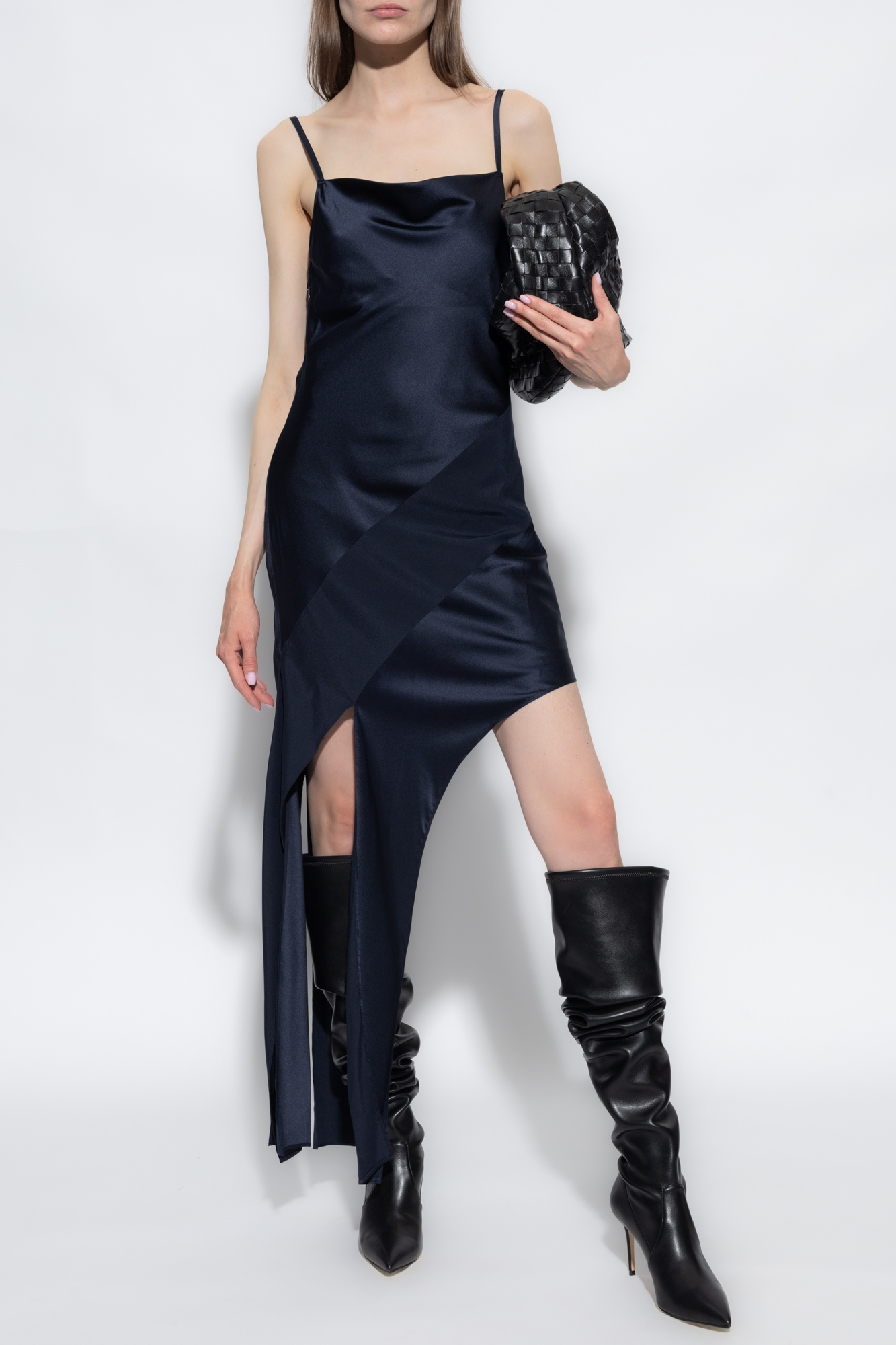 IetpShops Cambodia Navy blue Silk dress Helmut Lang Favourites